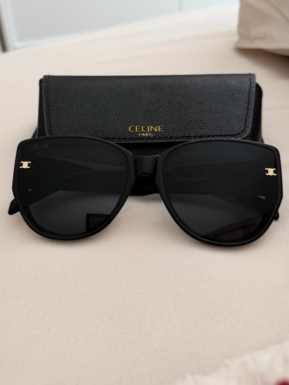 Oversized Black Sunglasses with Gold Accents